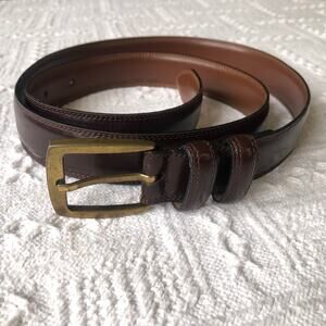 Genuine Italian Leather Belt Dark Brown Made in Italy Size 40 Euro Metal 0491013